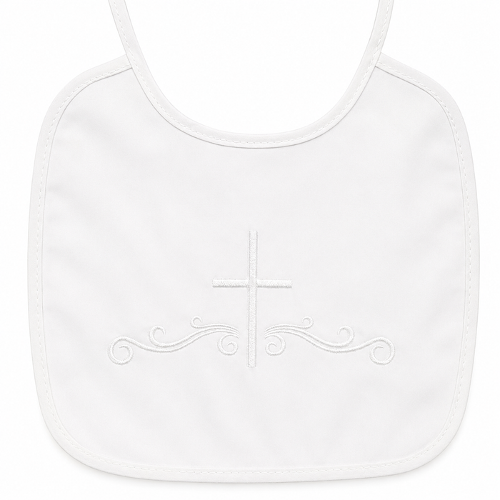 100% Cotton Bib with Embroidered Cross