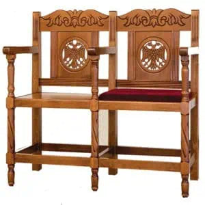 Orthodox Wooden Chair – Hand-Carved Oak with Byzantine Eagle Design (Single, Double, Triple, or Quadruple)