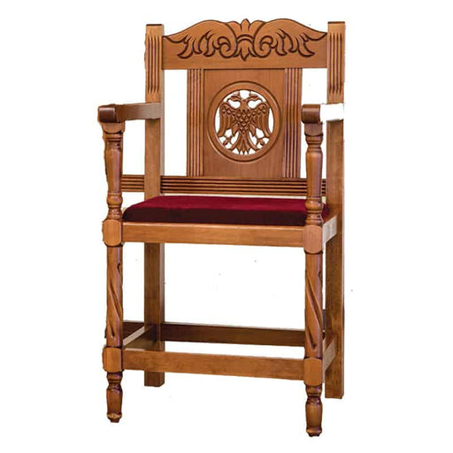 Orthodox Wooden Chair – Hand-Carved Oak with Byzantine Eagle Design (Single, Double, Triple, or Quadruple)