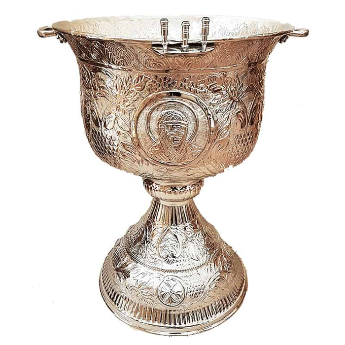 Orthodox Baptismal Font: Carved Chrome-Plated Finish – 90 Liters