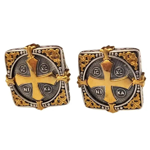 Silver IC XC NIKA Cross Cufflinks – Embossed Carving with Local Gilding