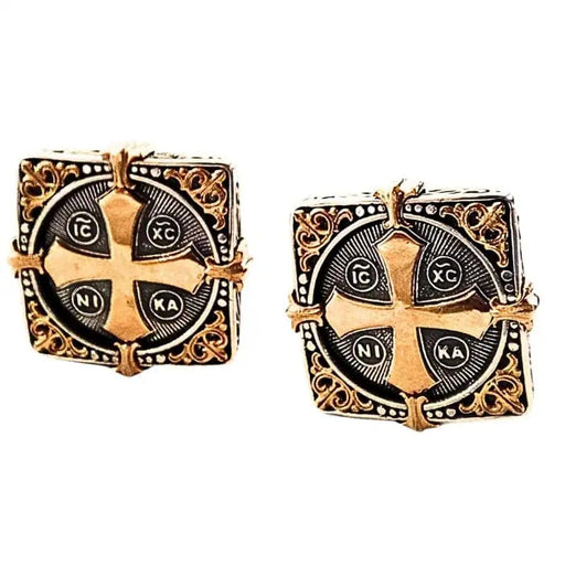 Silver IC XC NIKA Cross Cufflinks – Embossed Carving with Local Gilding