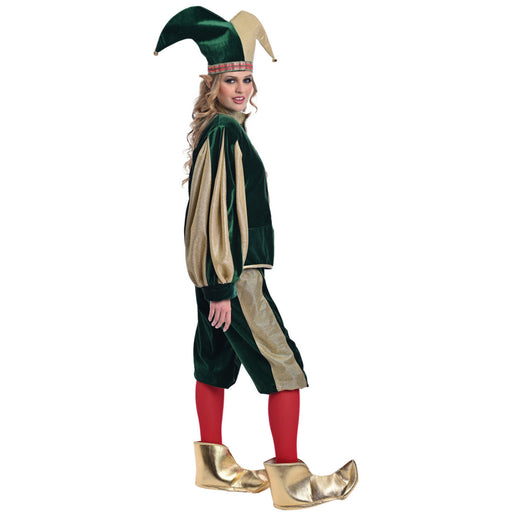 Christmas Green-Gold Velvet Elf Costume - Adult Woman