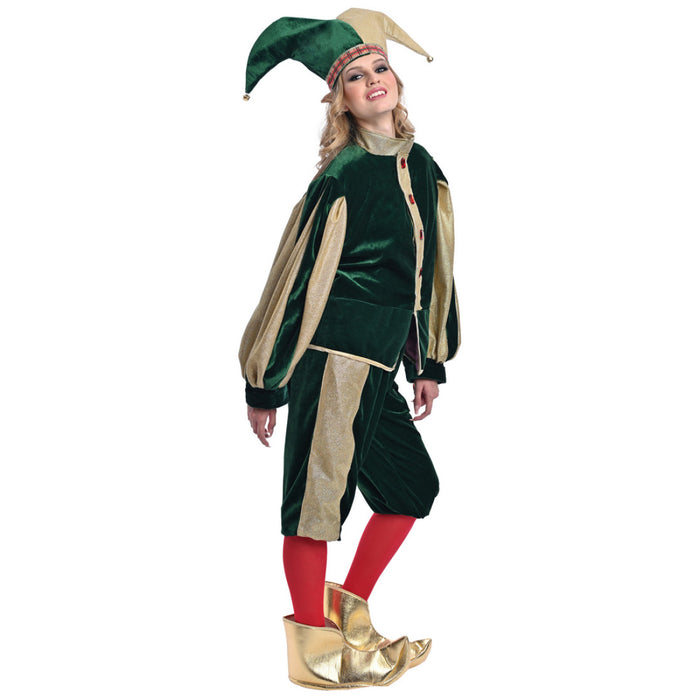 Christmas Green-Gold Velvet Elf Costume - Adult Woman