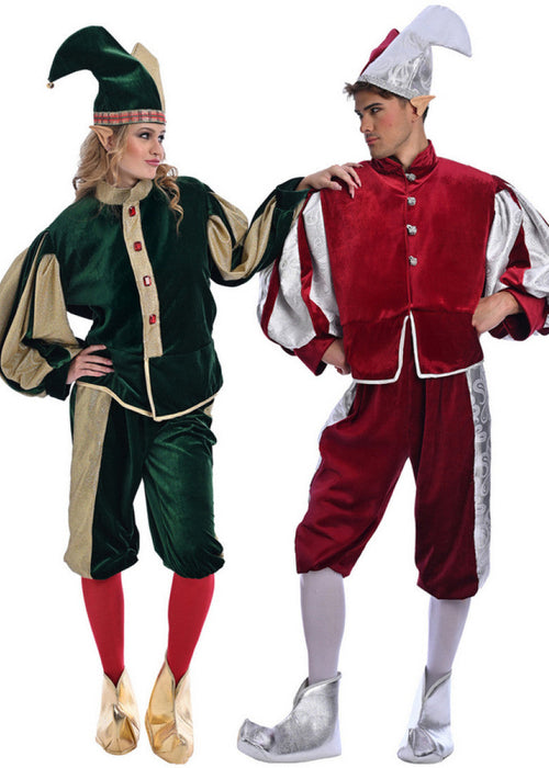 Christmas Green-Gold Velvet Elf Costume - Adult Woman