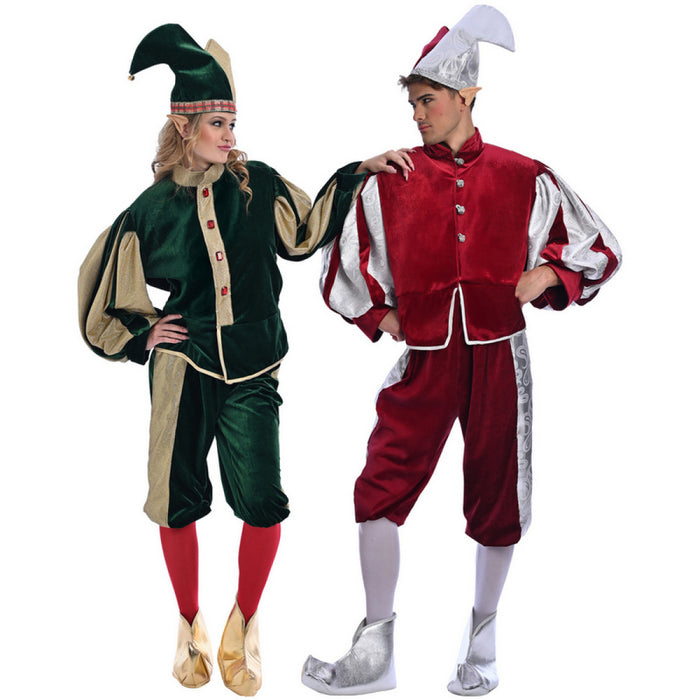 Christmas Green-Gold Velvet Elf Costume - Adult Woman