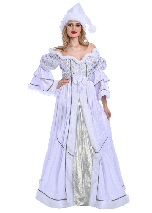 Christmas White Mrs. Santa Claus Costume - Adult Woman