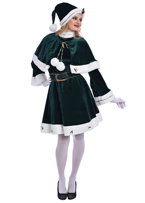 Christmas Green Miss Santa Costume - Adult Woman