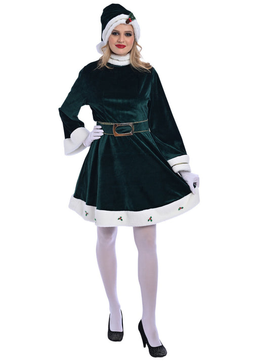 Christmas Green Miss Santa Costume - Adult Woman