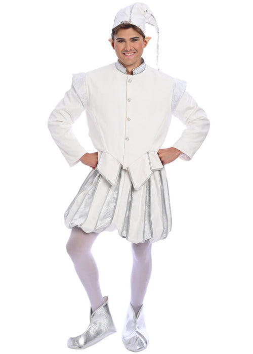 Christmas White Velvet Elf Costume - Adult Male