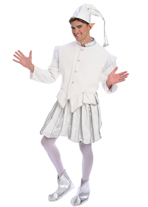 Christmas White Velvet Elf Costume - Adult Male