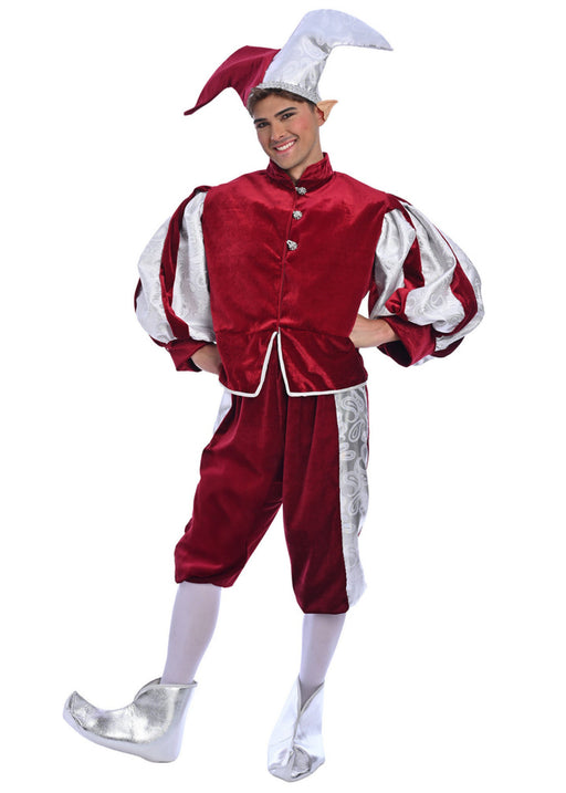 Christmas Burgundy Velvet Elf Costume - Adult Male
