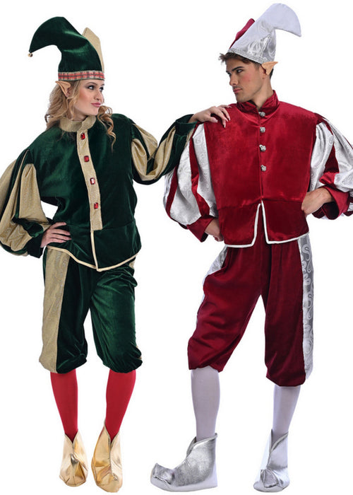 Christmas Burgundy Velvet Elf Costume - Adult Male