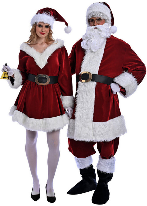Christmas Burgundy Santa Claus Costume - Adult Male