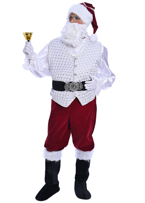 Christmas Burgundy Santa Claus Costume - Adult Male