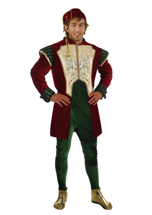 Christmas Burgundy Elf Costume - Adult Male