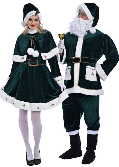 Christmas Green Santa Claus Costume - Adult Male