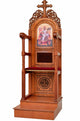 Orthodox Bishop’s Throne – Hand-Carved with Open Sides, Decorative Low Back Panel and Cross (Style 446)