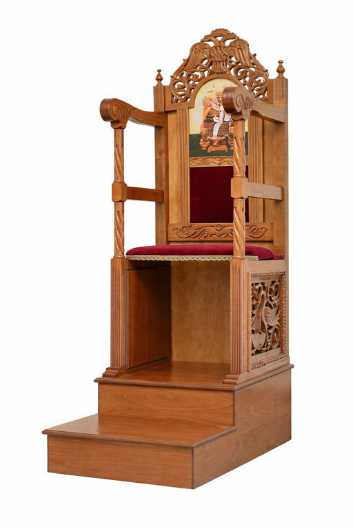 Orthodox Bishop’s Throne – Hand-Carved with Decorative Side Panels (Style 461)
