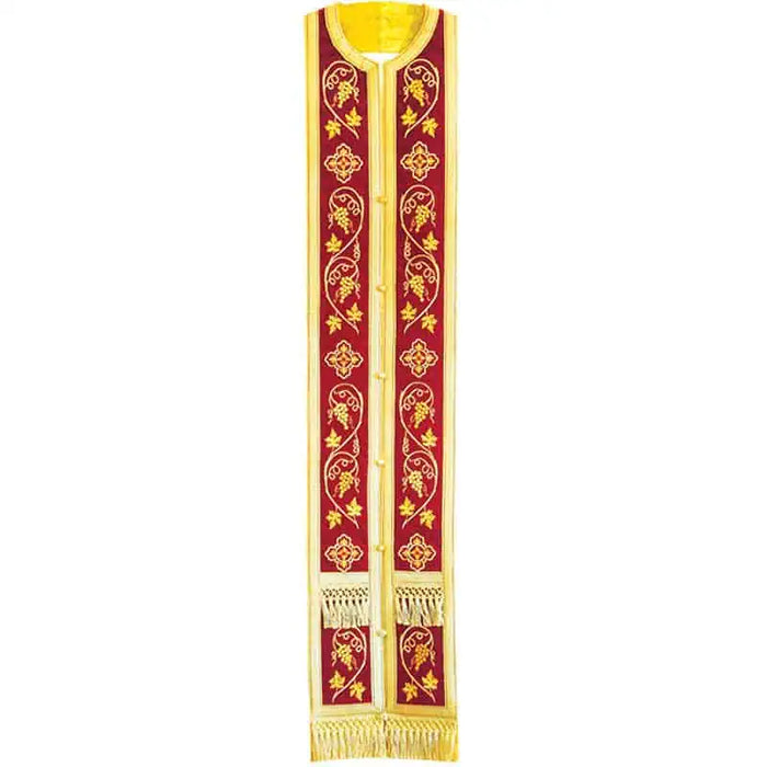 Priest Stole - Epitrachelion –Burgundy with Vine and Cross Embroidery
