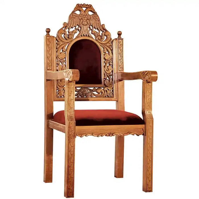 Orthodox Bishop’s Chair – Hand-Carved Wood Straight Arms