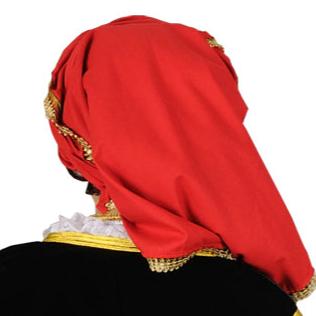 Cretan Red Scarf with Gold Border