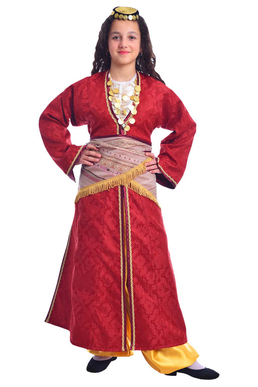 Pontos Girl Traditional Dress - Red  (Sizes 6, 8, 10, 12, 14)