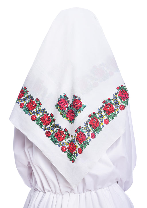 Traditional Scarf White Rose - Large