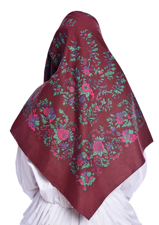 TRADITIONAL COTTON BURGUNDY SCARF