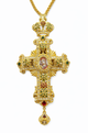 Orthodox Pectoral Cross with Theotokos Icon – Gold Plated with Colored Stones