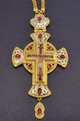 Orthodox Pectoral Christ Cross – Gold & Silver Plated with Colored Stones (6652-13)