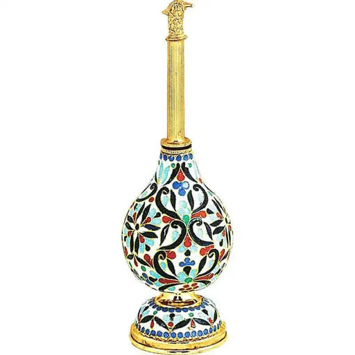 Enamel Holy Water Sprinkler – Gold Plated with Hand-Painted Floral Design