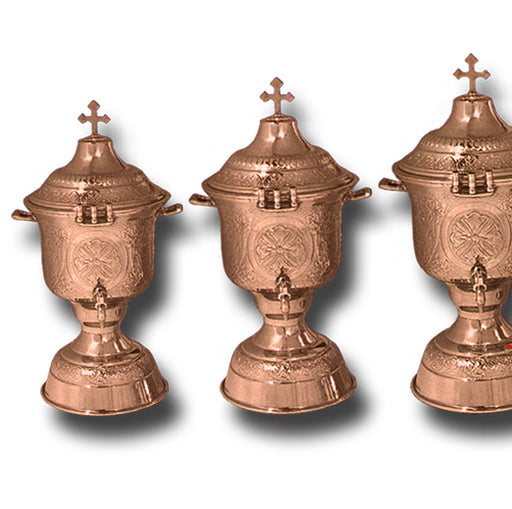Holy Water Font with Metal Lid - Copper - Single Faucet