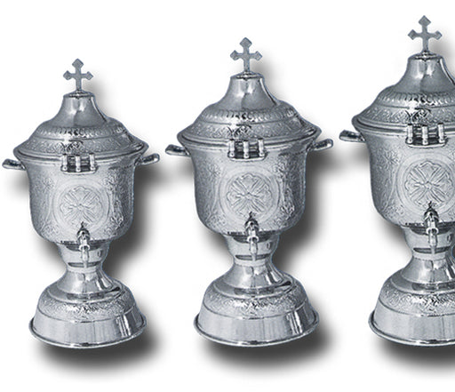 Holy Water Font with Carved Nickel - Single Faucet