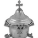 Holy Water Font with Lid and with Silver or Gold Cross - Nickel - Double Faucet