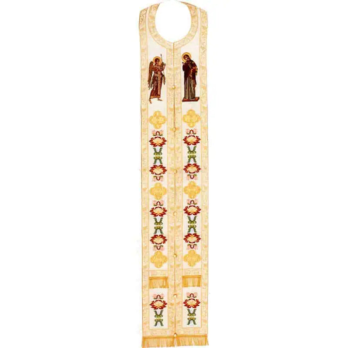 Priest Stole -Epitrachelion – Ivory with Annunciation Embroidery