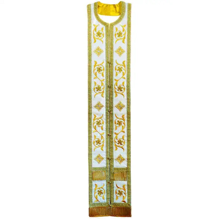 Priest Stole - Epitrachelion – White with Gold Vine Embroidery