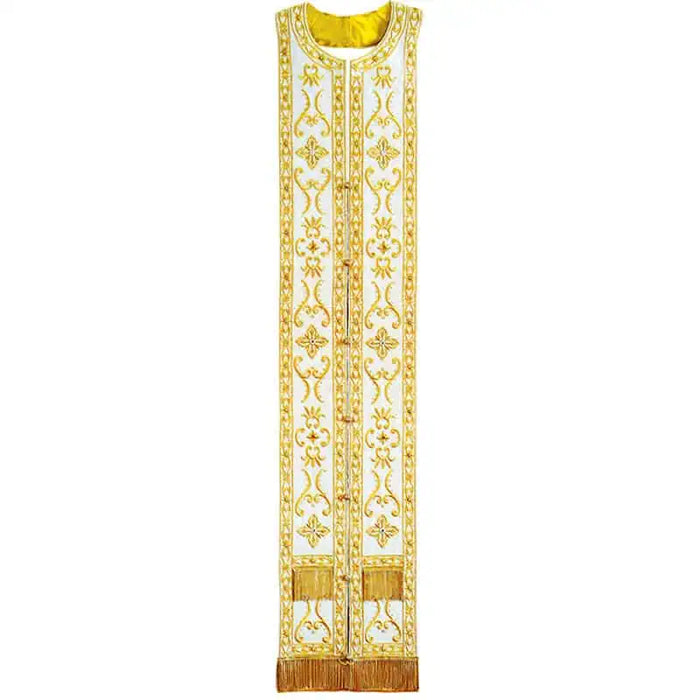 Priest Stole - Epitrachelion –White with Gold Cross Embroidery