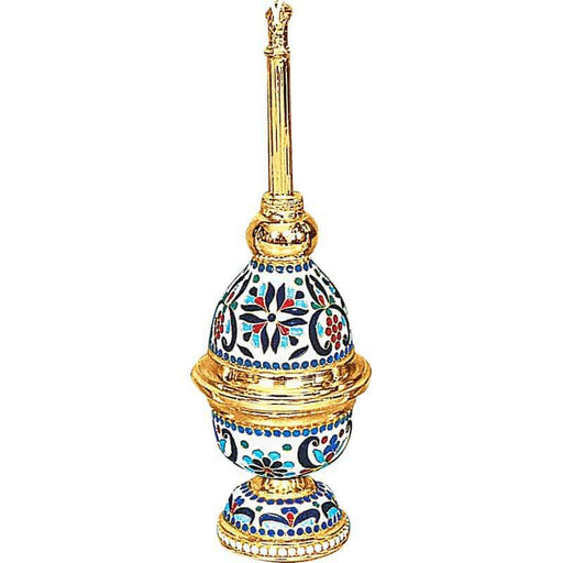Enamel Holy Water Sprinkler – Gold-Plated with Hand-Painted Floral Design