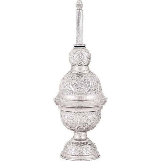 Silver Holy Water Sprinkler with Enamel Cross – Ornate Orthodox Liturgical Vessel