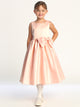 Satin Bow Dress – Tea Length (2T - 10 Years) - Multiple Colors