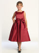 Satin Bow Dress – Tea Length (2T - 10 Years) - Multiple Colors