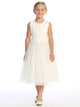 Flower Girl - Ivory Lace Bodice Tea-Length Tulle Dress for Girls (Sizes 4-10)
