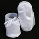Boy's White Satin Baby Christening Bootie's with Embroidered Cross (Sizes 6-14 months)