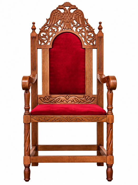 Orthodox Bishop’s Chair with Byzantine Eagle - Hand-Carved Wood.