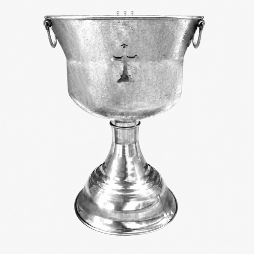 Silver Hammered Baptismal Font with Cross - 60, 65, 70 Liters