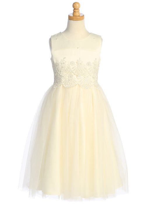 Flower Girl - Ivory Lace Bodice Tulle Dress for Girls (Sizes 2-10)