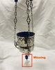 Orthodox Hanging Oil Candle - Blue plated glass and beads - With Minor Defect