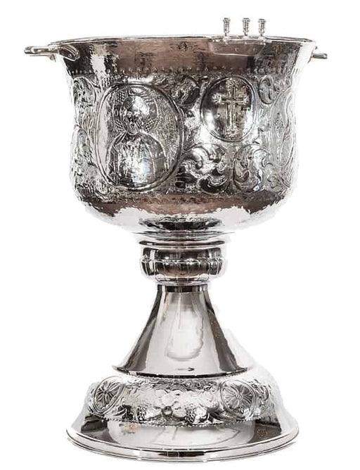 Carved Baptismal Font - Chrome