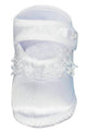 Girls Satin Bootie with Lace & Embroidered Cross- Sizes 6-14 months)